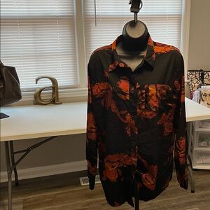 Nine West-Black and brown Floral Blouse